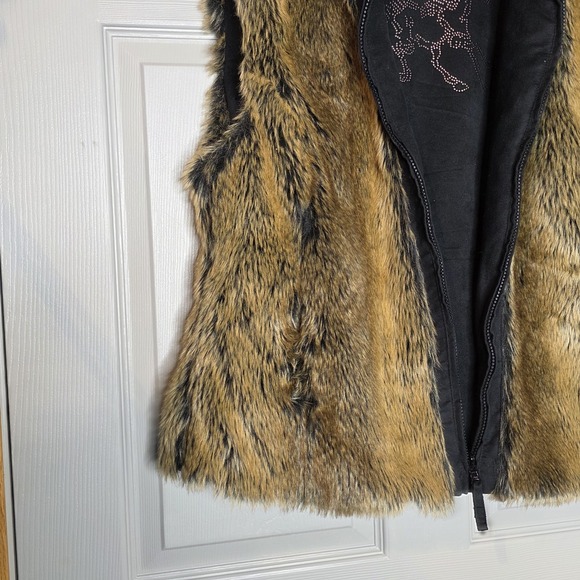 Outback Trading Company Womens Vest Sz XL Faux Fur Reversible With Pockets Black - Picture 2 of 14